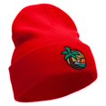 thumbnail image 4 of Vacation Time Embroidered 12 Inch Long Knitted Beanie - Red OSFM, 4 of 5
