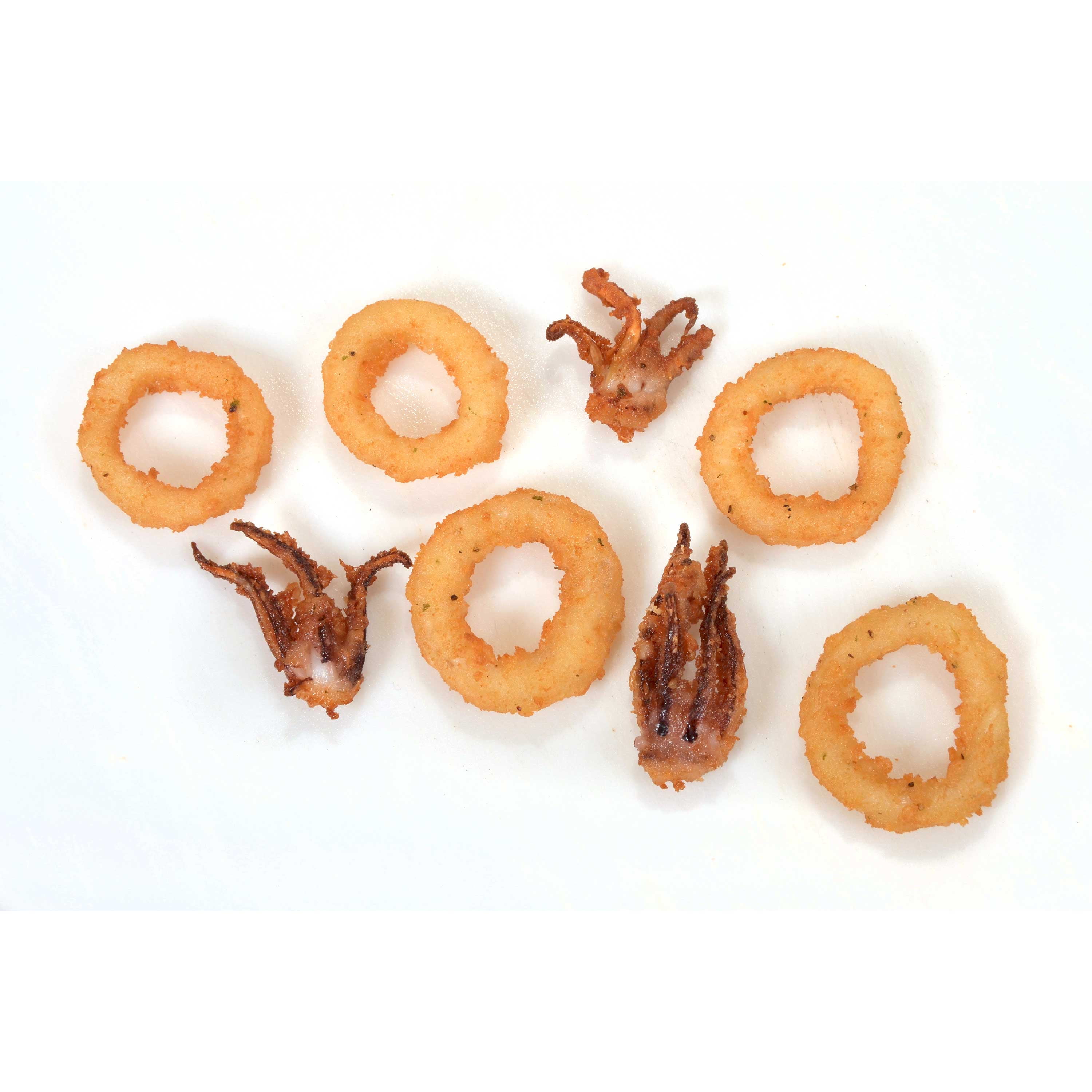 Mrs Fridays Breaded and Tentacle Calamari Ring, 2.25 pound 6 per case.