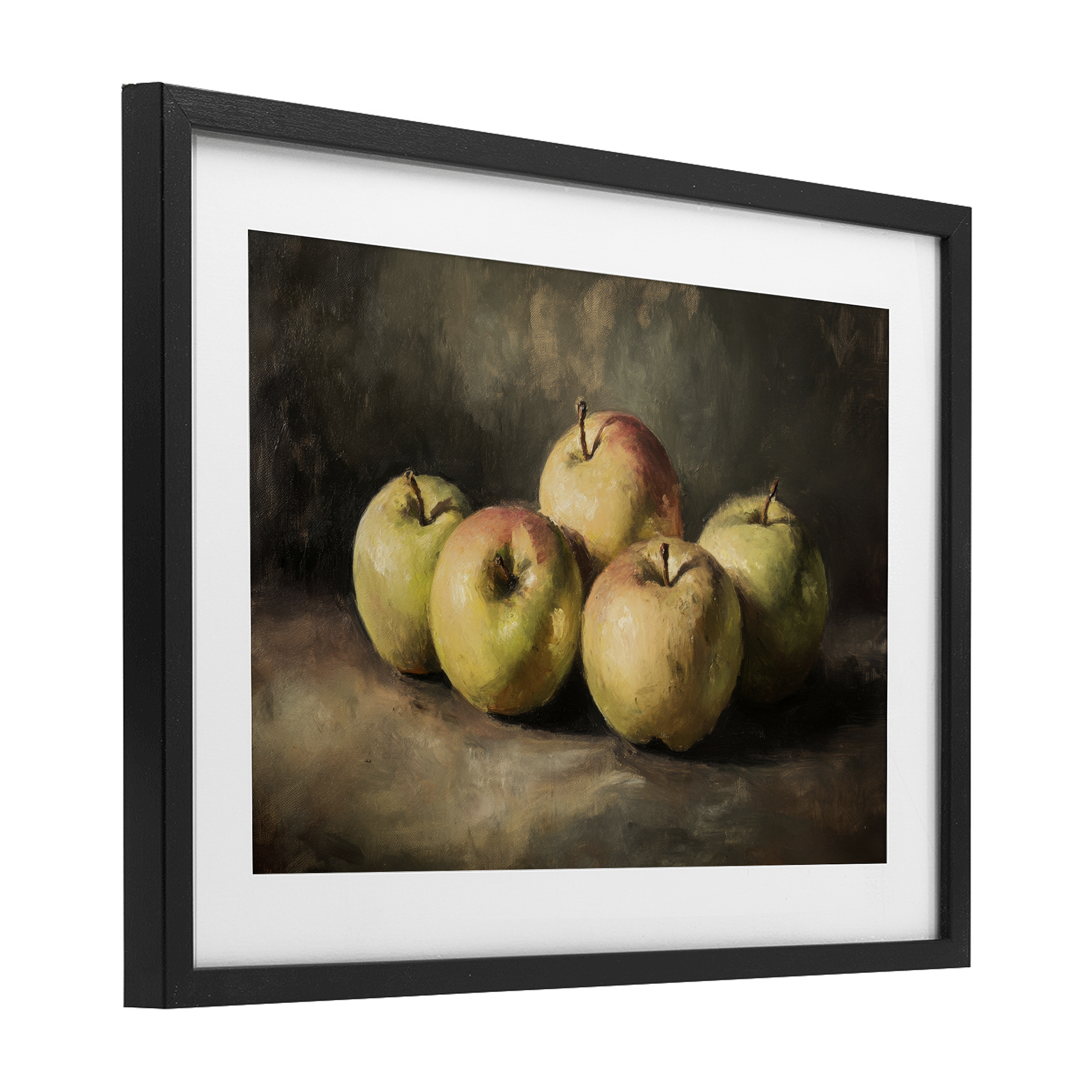 Stupell Industries Apples in Soft Shadow Black Framed Print Under Glass, design by Petal Prints Design