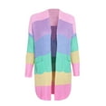 thumbnail image 6 of Babysbule Womens Cardigans Women's Color Stripe Long Sleeve Knitted Cardigan Sweater Coat Women's Top Blouse, 6 of 8