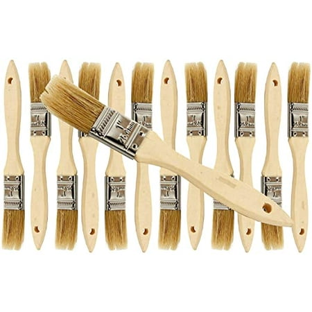 Pro Grade - Chip Brush – 1 Inch Professional Paint Brushes – 12 Pack - Natural China Bristle Paintbrush Set for Art, Craft, Epoxy, Varnish, Resin, Stain, Glue, Gesso, Primer, Acrylic and Oil (Best Way To Clean Paint Brushes With Latex Paint)