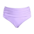 thumbnail image 5 of HOWPAY Women Bikini Bottoms High Waisted V Cut Basic Swim Briefs Full Coverage Printed Tummy Control Stretchy Beach Pool Bathing Suit Bottoms Light Purple XXL, 5 of 5