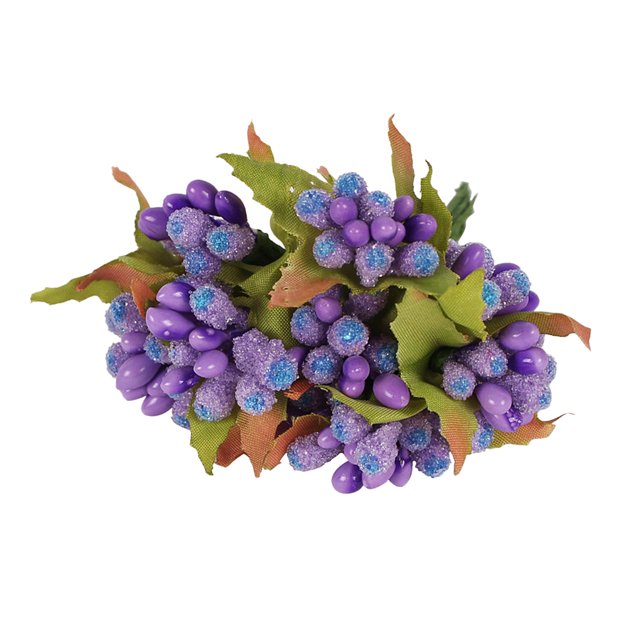 Naiovety 6/8/10/12/50/70/90 Uds. Mezcla de flores moradas cereza estambre bayas paquete DIY Navidad pastel de boda caja de regalo decoración de coronas Flores artificiales No.04 Naiovety HA002016-04