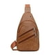 thumbnail image 2 of Mochila cruzada de cuero ZJT250121973 | Bolso bandolera ligero con orificio para auriculares, correa de hombro ajustable, bandolera de gran capacidad para senderismo, viajes, trabajo, uso diario, 2 of 5
