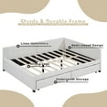 thumbnail image 3 of Bellemave Full Size Daybed with Storage, Linen Upholstered Daybed Platform Bed with 2 Drawers, Sofa Bed Full Size for Bedroom Guest Room Living Room(Beige), 3 of 9