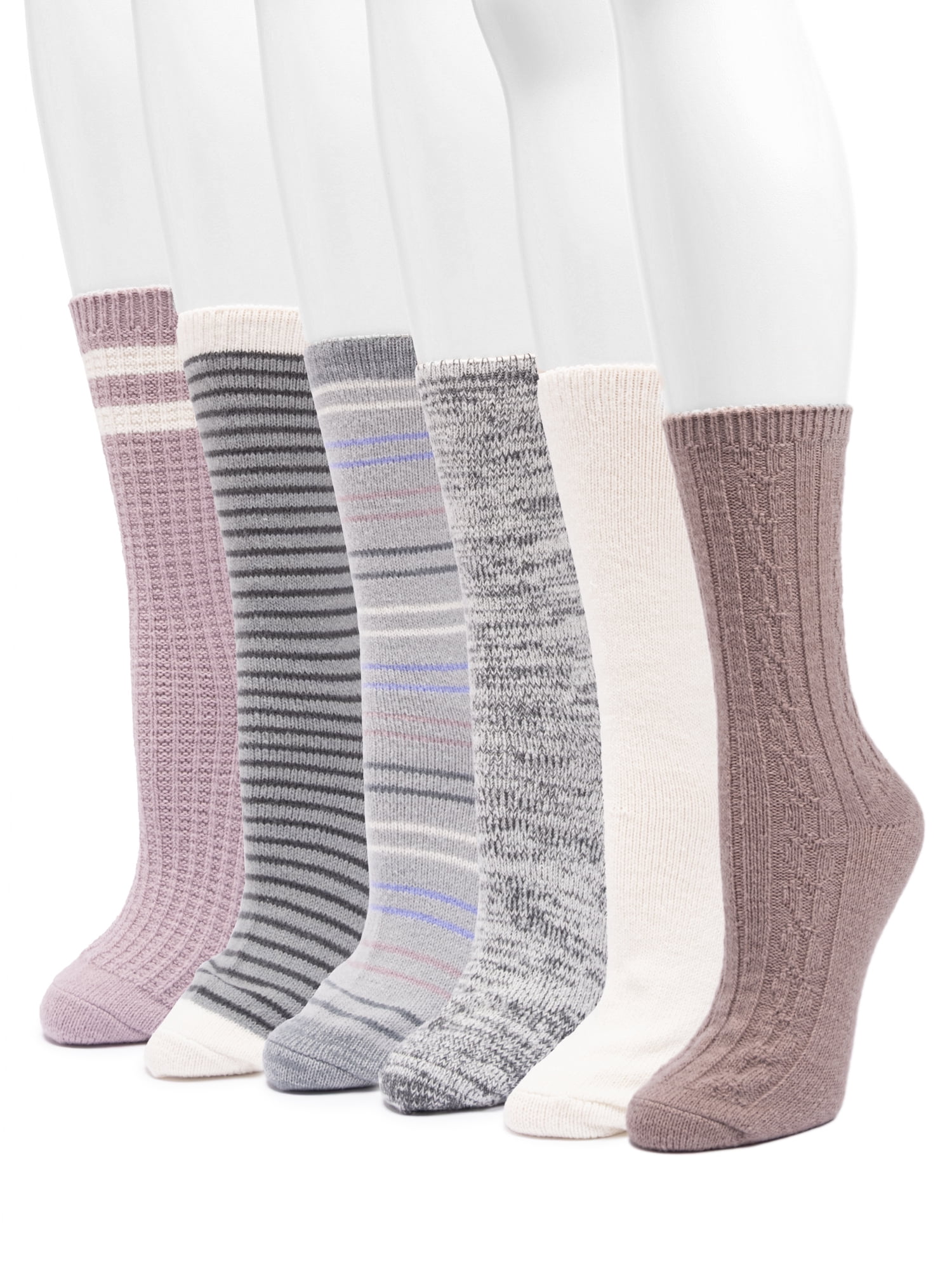 MUK LUKS Women's Fluffy Dream Crew Socks, 6-Pack, One Size