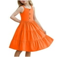 thumbnail image 3 of Girl's Summer Dress Spaghetti Strap Button Down Sleeveless Midi Dress Casual Loose Sundress A-line Dresses 3-12 Years, 3 of 5