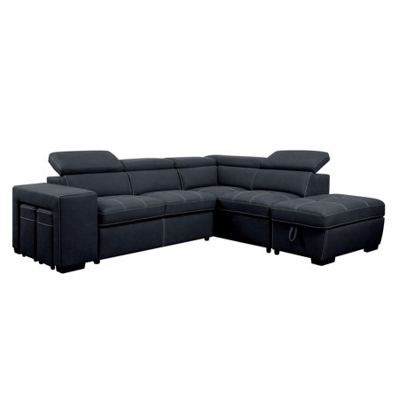 Contemporary Graphite Fabric Sectional Sofa Furniture of America CM6603 Athene