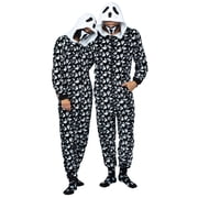Holiday Matching Couples Costume Pajama Onesie With Socks and Mask, Ghost, Devil, and Skeleton, Black Ghost (Men), Size: S