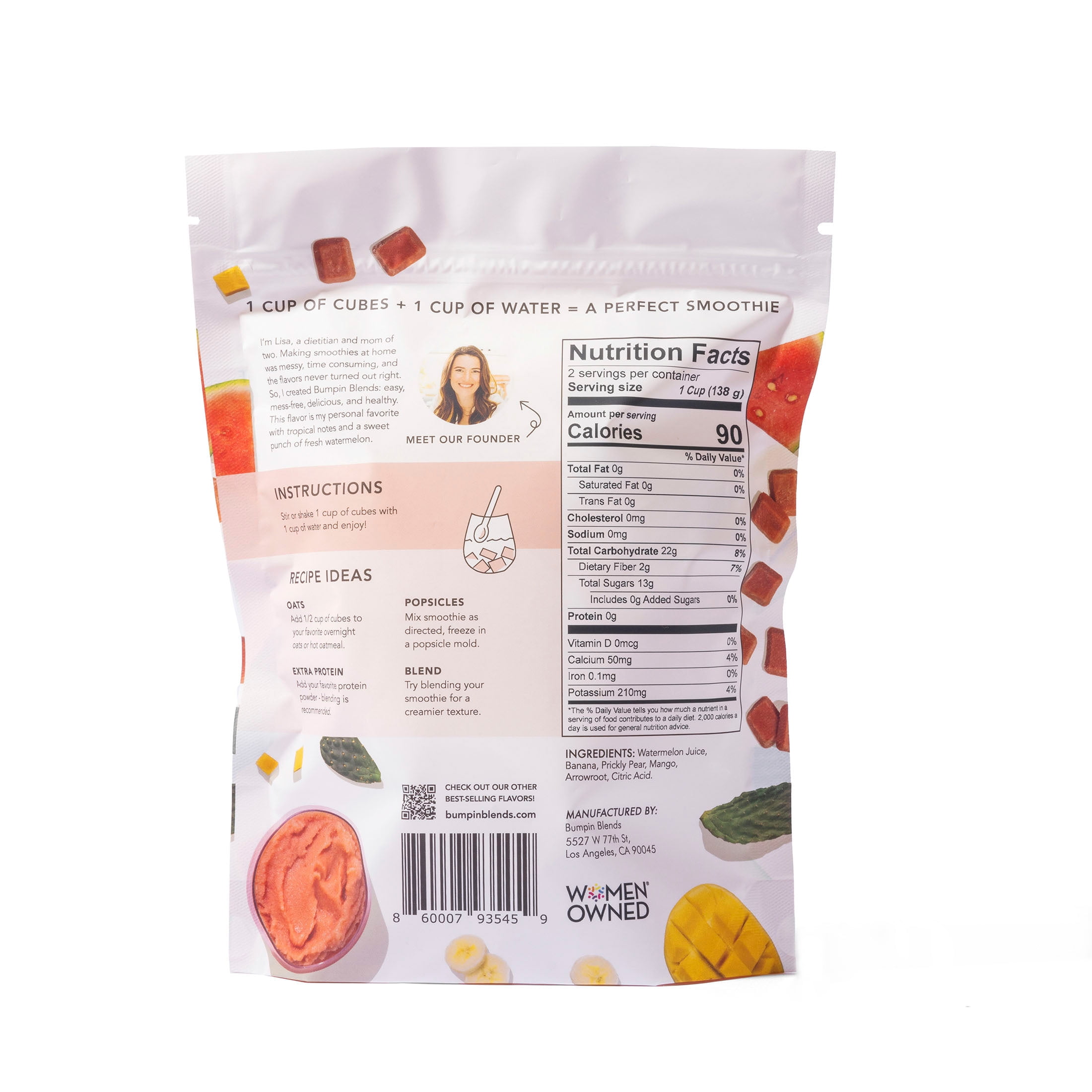 Bumpin Blends, Smoothie, Enhance Hydration, Watermelon Paradise, 10oz, Cubes, 2-4 Servings