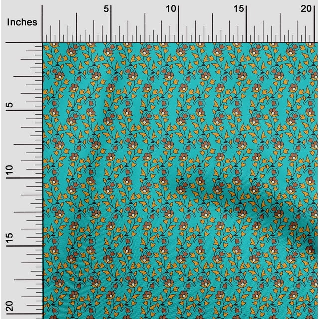 oneOone Cotton Flex Fabric Leaves & Floral Block Print Sewing Fabric BTY 40 Inch Wide