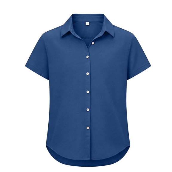 Kiijoy Girls Short Sleeve Button Down Shirt Summer Casual Lightweight Shirt, 5-6 Years