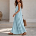 thumbnail image 5 of Backless Cami Dress for Women Loose House Dress Sleeveless, Spaghetti Straps, Open Back, Beach, Maxi Lounge Dress, Long Flowy Dresses Light Blue XL(XL), 5 of 5