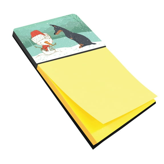 Doberman and Snowman Christmas Sticky Note Holder