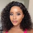 thumbnail image 3 of Short Curly Bob Wig Brazilian Human Hair Curly Side Part Lace Front Wig 180% Density, 3 of 7