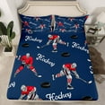 thumbnail image 2 of Homewish Ice Hockey Athlete Full Size Sheets for Teens, Est Sleep Sports Bed Sheets, Navy Red Sheet Sets, Lightweight Room Decor, 4pcs, 2 of 7