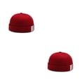 thumbnail image 4 of tamizeot Fashion Skullcap 3 Stripes Print Retro Sailor INS Style Bucket Docker Caps Brimless Solid Color Hat Bonnet Dancing Red 2Set, 4 of 6