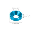 thumbnail image 2 of Uxcell Cone Cup Countersunk Washers Anodized Aluminum Gaskets for Screw RC Light Blue M4 50 Pcs, 2 of 6