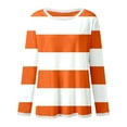 thumbnail image 5 of Daznico Women's Long Sleeve Color Block Crew Neck T-Shirt, Stripe Printed Blouse Top,Size S, 5 of 5