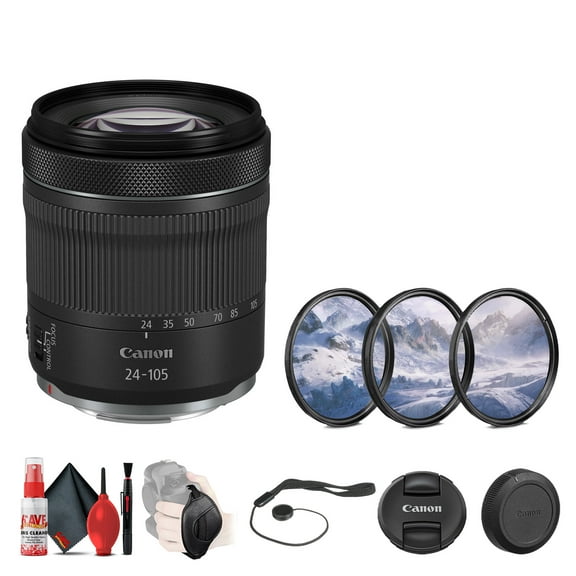 Canon RF 24-105mm F/4-7.1 IS STM Lens   3-Piece Filter Set   Hand Strap   Lens Cap Keeper   Cleaning Kit (International Version)