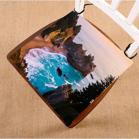 Phfzk Landscape Nature Scenery Chair Pad California Ocean Waterfall Mountain At Sunset Seat Cushion Chair Cushion Floor Cushion Two Sides Size 18x18