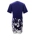 thumbnail image 4 of QJUHUNG Midi pour Femmes Été Décontracté Ample Boho Imprimé Floral Col Rond Manches Courtes Robe Froncée Longueur Genou avec Poches, 4 of 4
