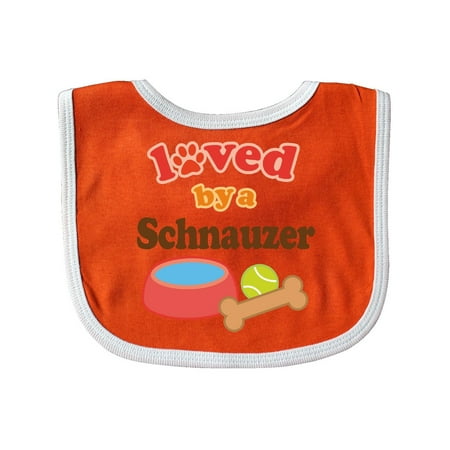 Schnauzer Loved By A (Dog Breed) Baby Bib Orange/White One