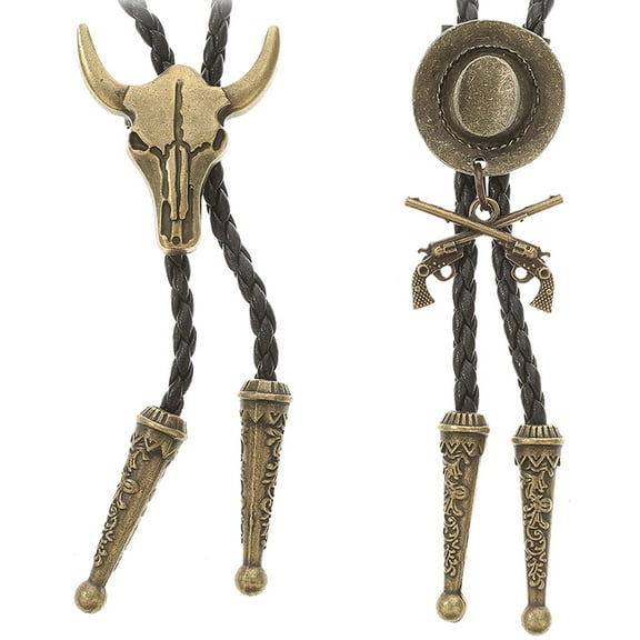 2pcs Vintage Bolo Tie Western Bolo Tie Adjustable Bolo Necktie for Men