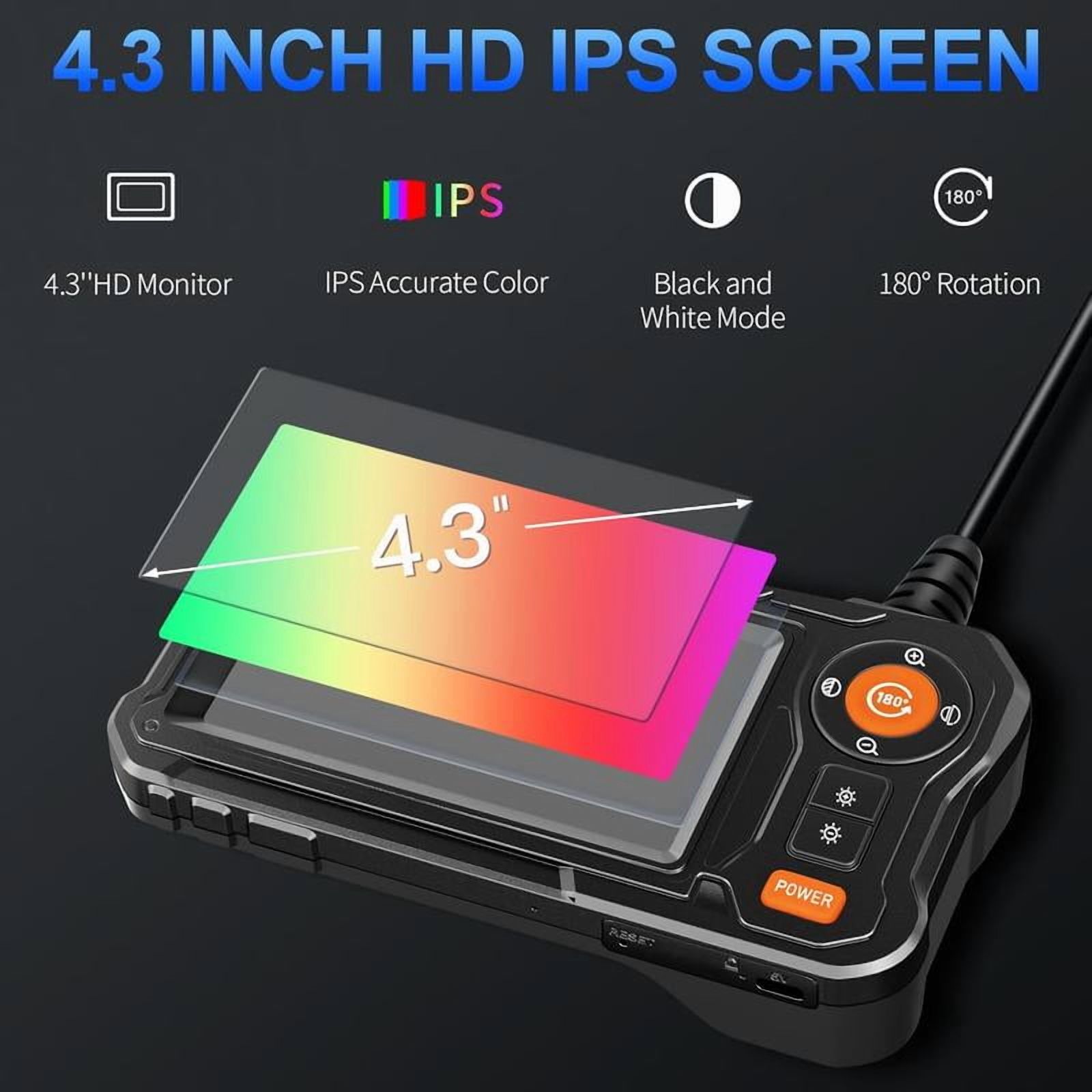 Endoscope Camera with Light - 4.3" LCD Screen Inspection Cameras,IP67 Waterproof Borescope with 8 Adjustable LED Lights,HD 1080P Endoscope Camera 16.5ft Semi-Rigid Cord
