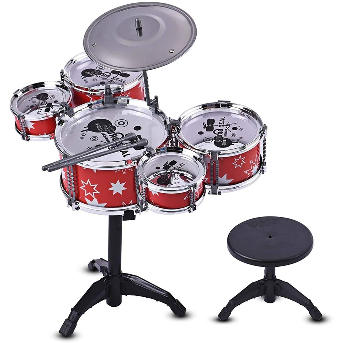 Broadway Gift Red Drum Set Music Instrument Miniature Replica on Stand Size 3 in.,Multicolor