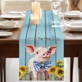 thumbnail image 3 of Table Runners 90 Inches Long Dress Scarves, Cute Pig Farmhouse Coffee/Dining/Kitchen Table Runner for Living Room, Yellow Sunflowers Blue Wooden Vintage Art 13x90 Inch, 3 of 9