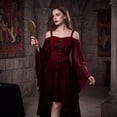thumbnail image 6 of Women Witch Dress Halloween Costumes Woman 2026 Renaissance Medieval Vampire Butterfly Sleeve Mesh Gothic Outfit Wine 2XL, 6 of 7