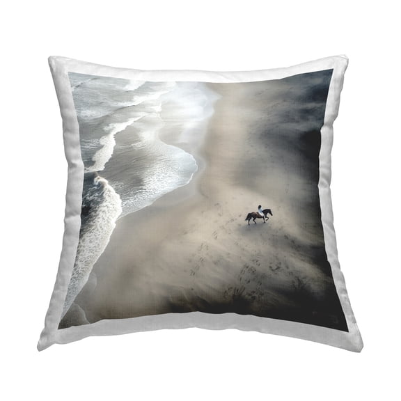 Stupell Industries Aerial Beach View Horse Decorative Printed Throw Pillow Design by RB.