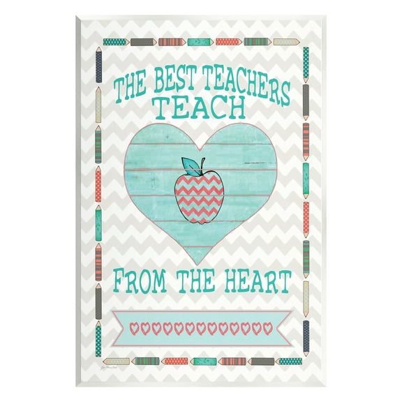 Stupell Teach From The Heart School Phrase Food & Beverage Painting Wall Plaque Unframed Art Print Wall Art