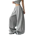 thumbnail image 2 of MAIHAN Baggy Sweatpants for Women Wide Leg Loose Joggers Pants Striped Cotton Drawstring Sweat Pants with Pockets(GreyE,XXL), 2 of 8