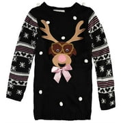 Derek Heart Girls 7-16 Reindeer Sweater Black Large (14)