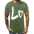 thumbnail image 4 of Green Womens Tee Shirt Tops, Short Sleeve Plus Size Blouses for Women, Valentine's Day Polyester Juniors Tops, Men And Women With Valentine's Day Love Printed Couple T Shirt Top, 4 of 6
