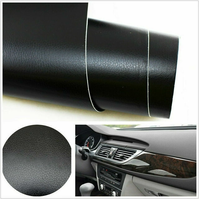 3D Black Leather Texture Piece Car Interior Decoration Vinyl Film Wrap Sticker -
