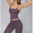 thumbnail image 2 of PISONIC Womens Workout Sets Two Piece Spaghetti Straps Crop Top Matching Straight Leg Pants Gym Work Pilates Outfits, 2 of 7