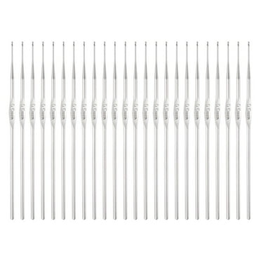 Uxcell 24pcs Crochet Hooks 0.5mm Iron Knitting Needles Smooth Crochet Needles for DIY Craft Yarn, Silver Tone