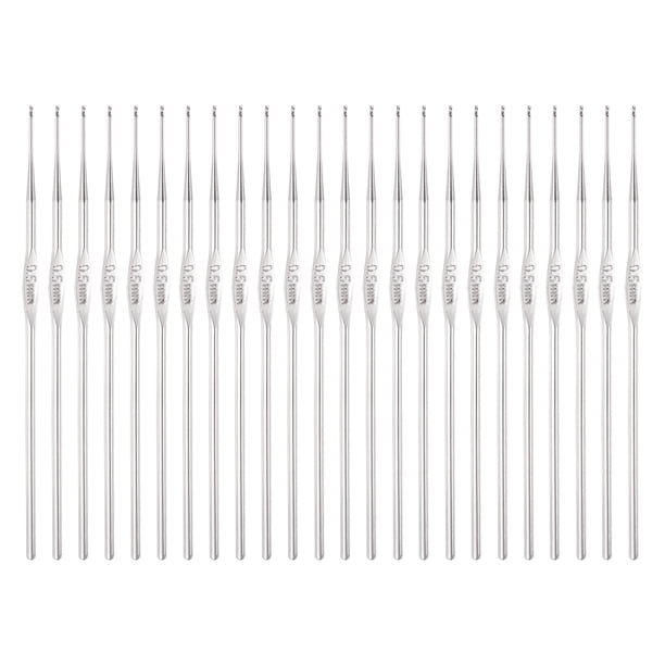 Ganchos de Crochet de Hierro Uxcell Agujas de Tejer Accesorios de Tejer para Algodón Lana 24 Pcs Plata 0.5mm