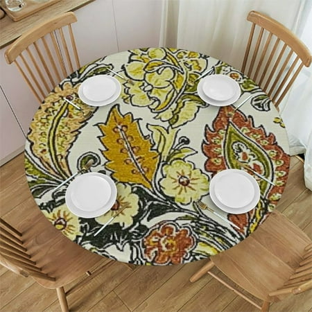

Autua Paisley Print Flowers Round Table Cover Stain Resistant Washable Perfect for Indoor Outdoor Tablecloth Kitchen Dining Wedding Parties Waterproof Resistant Fabric 100% Polyester 38 -42