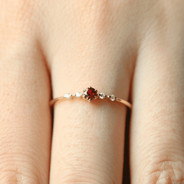 Lindos y delicados anillos de oro de 14 quilates con rubi para mujer anillos delicados anillos de piedras preciosas joyeria de boda corazon piedras preciosas promesa compromiso amor tamano 5 Walmart e...