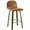 Brown PU + Natural Legs, variant on Swivel Bar Stools Set of 2, 26" Counter Height Upholstered PU Leather Barstools with Low Back Walnut Bentwood Legs, Mid Century Modern Bar Chair Kitchen Island Stool