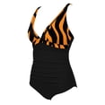 thumbnail image 6 of Maqroz One Piece Swimsuit Deep V Neck Spaghetti Strap Swimwear Classic Fashion Prints Bathing Suit Trendy Summer Beach Vacation Swimwear for Tanning, 6 of 6