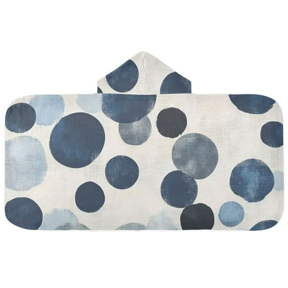 Blue and Gray Circle Hooded Beach Towel Kids Bath Towels Quick Dry for Pool Swiming 50" x 23.5" Microfiber Soft Bathrobe
