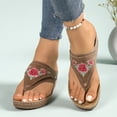 thumbnail image 3 of Pandaie Orthopedic Sandals for Women 2026 Summer Slip on Beach Flip Flops Arch Support Flower Dressy Wedge Casual Boho Slippers Brown Size 8, 3 of 5