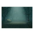 thumbnail image 3 of Forest Cutting Board, Bench in the Park on Dark Mysterious Night Scary Forest Horror Theme Habitat Design, Decorative Tempered Glass Cutting and Serving Board, Small Size, Blue Cream, by Ambesonne, 3 of 5