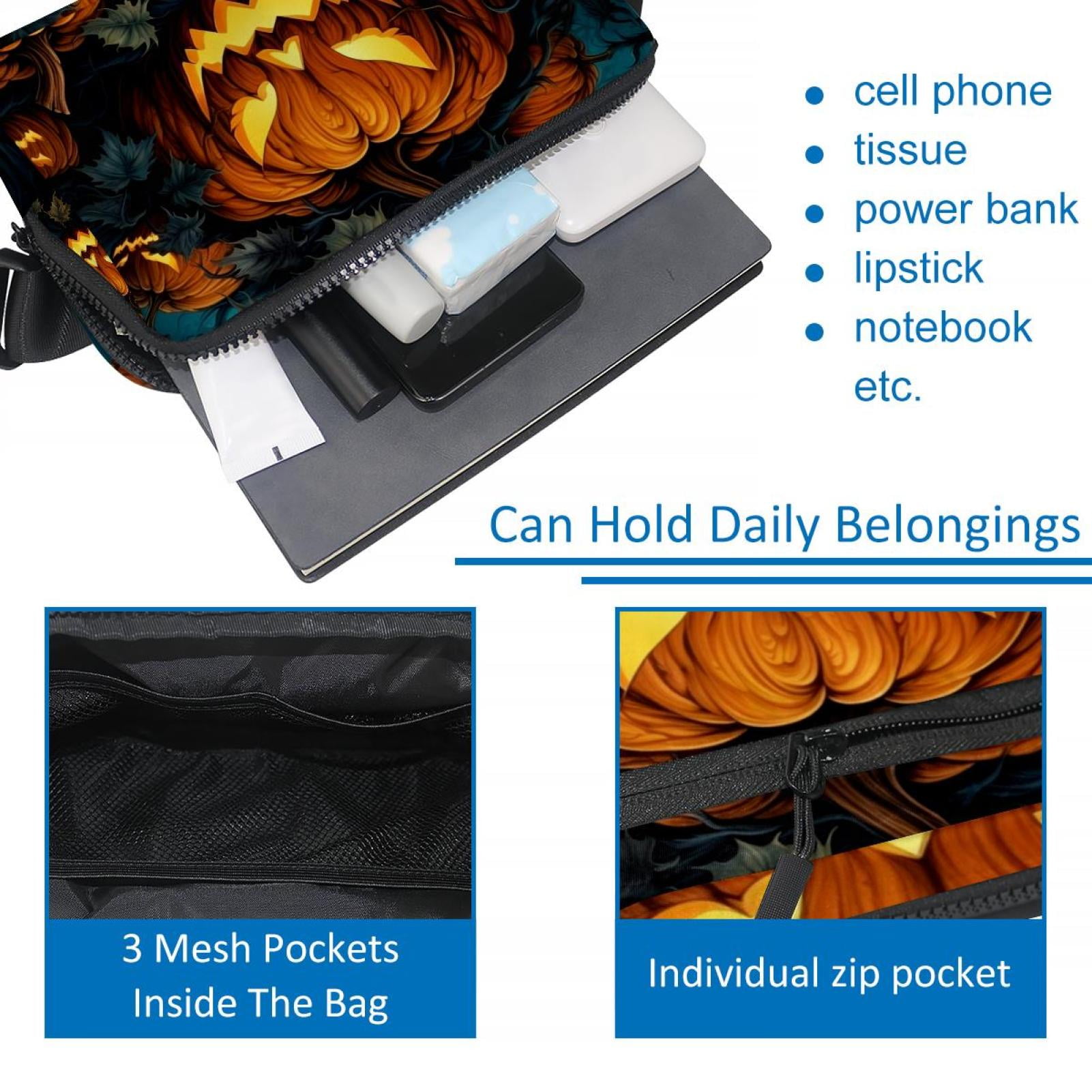 Pumpkin Lightweight Adjustable Crossbody Bag with Extension Strap - Unisex Fanny Pack