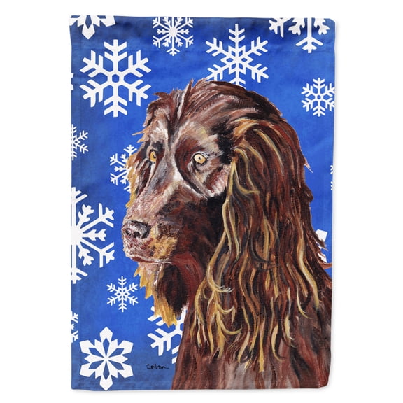 Carolines Treasures SC9602-FLAG-PARENT Boykin Spaniel Blue Snowflake Winter Flag  multicolor